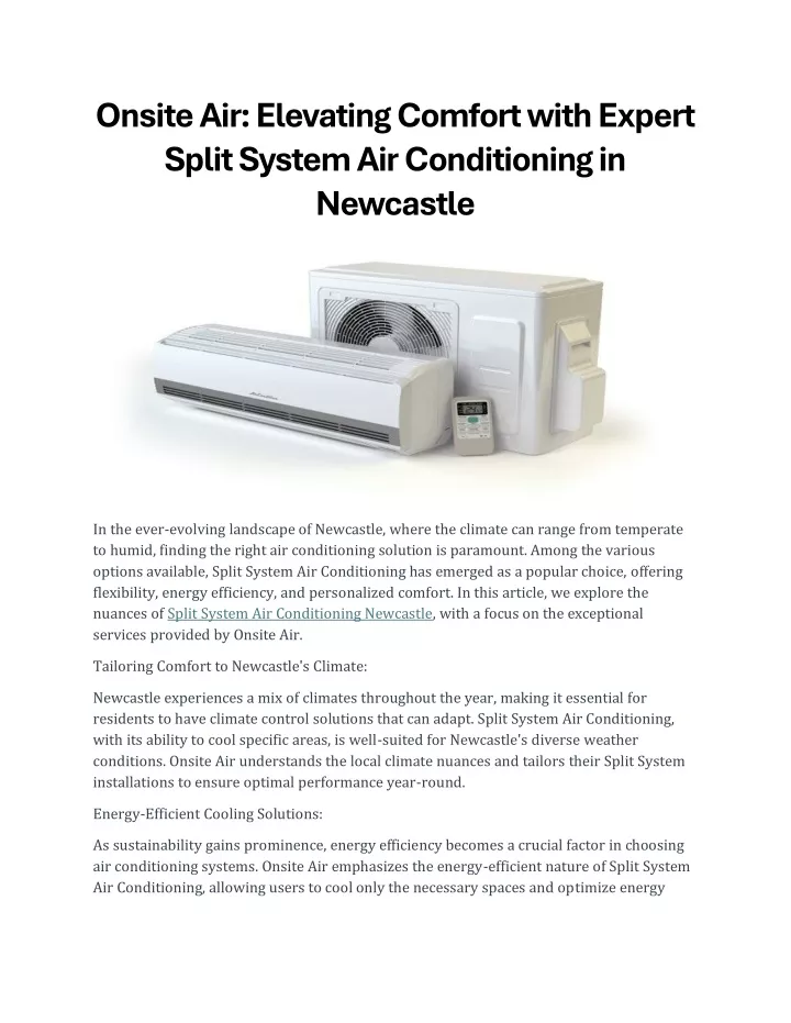 onsite air elevating comfort with expert split