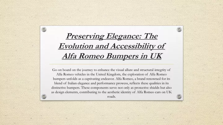 preserving elegance the evolution and accessibility of alfa romeo bumpers in uk