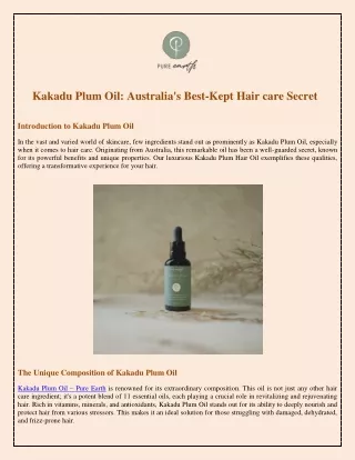 Kakadu Plum Oil Australia's Best-Kept hair care Secret
