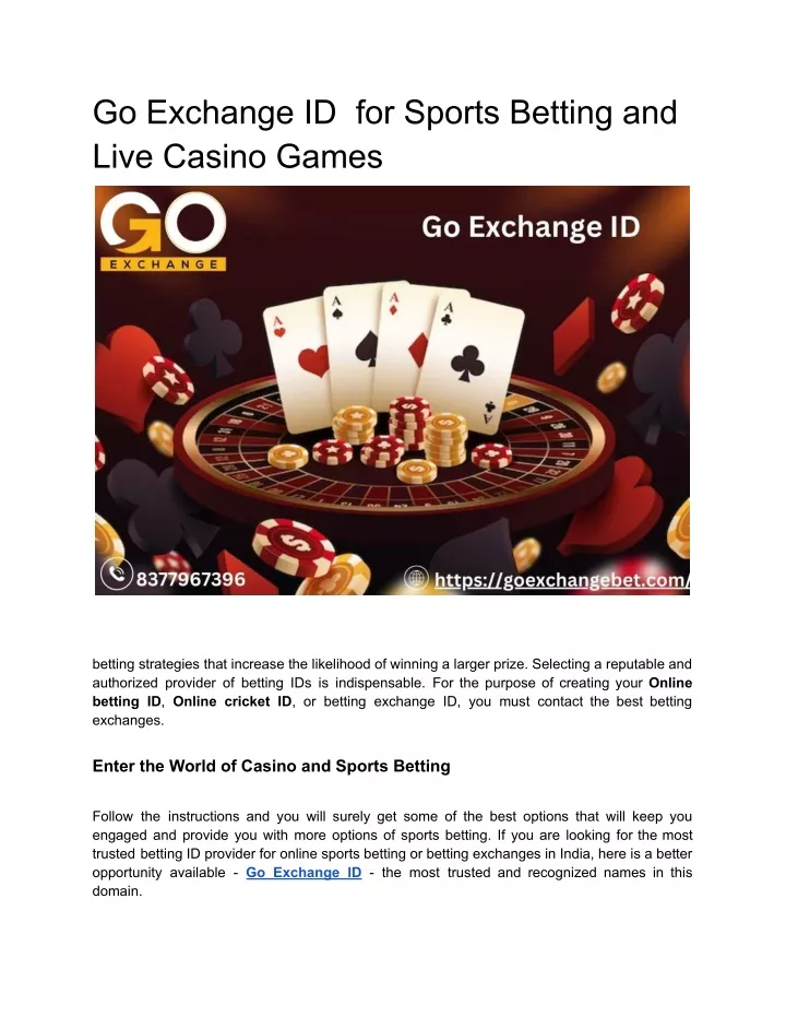 go exchange id for sports betting and live casino