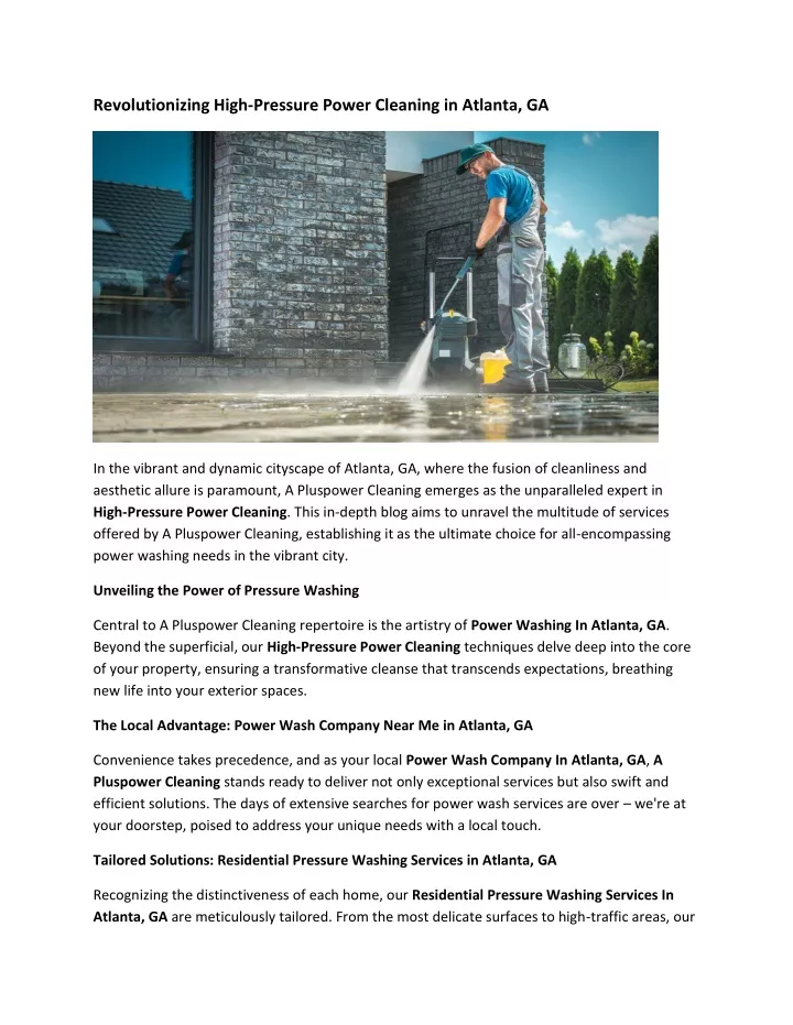 revolutionizing high pressure power cleaning