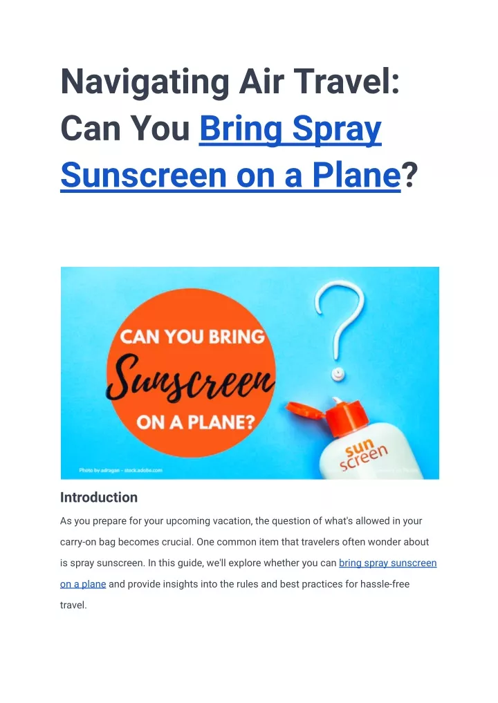 navigating air travel can you bring spray