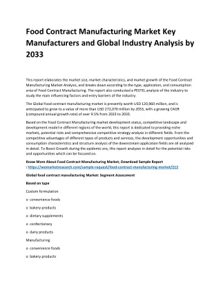 food contract manufacturing market