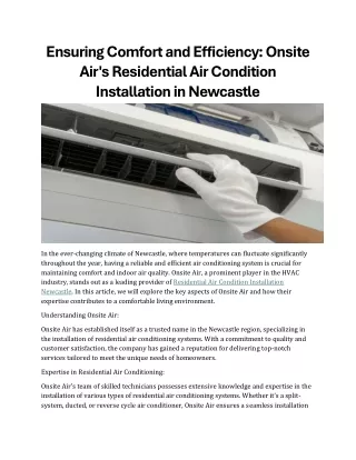 Onsite Air's Residential Air Service