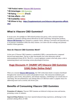 Vitacore CBD Gummies: 100% Risk Free Try Now!