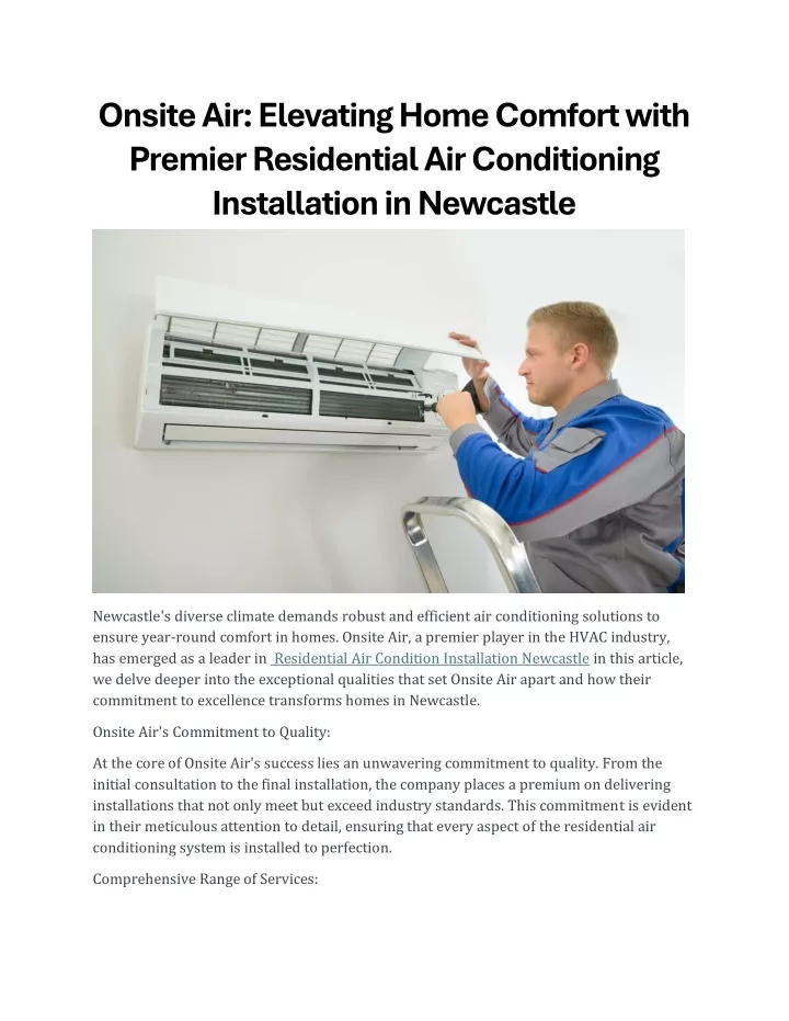 onsite air elevating home comfort with premier