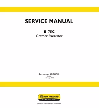 New Holland E175C Crawler Excavator Service Repair Manual