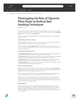 Unwrapping the Role of Cigarette Filter Paper in Radical Quit Smoking Techniques