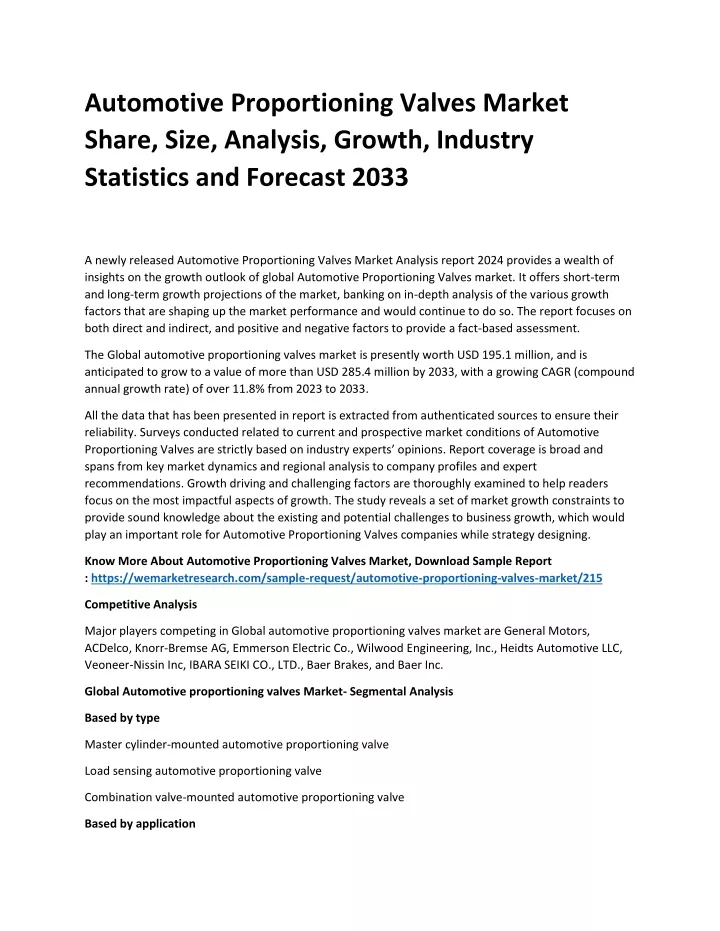 automotive proportioning valves market share size