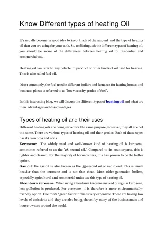 know different types of heating oil