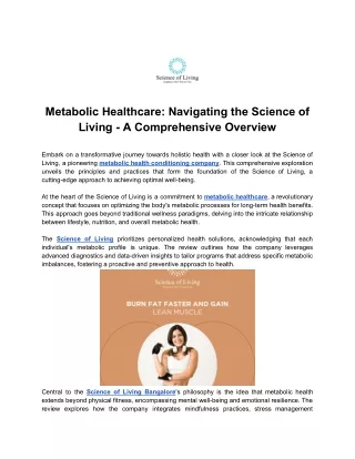 Metabolic Healthcare - Navigating the Science of Living - A Comprehensive Overview