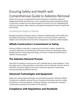 Ensuring Safety and Health with Comprehensive Guide to Asbestos Removal
