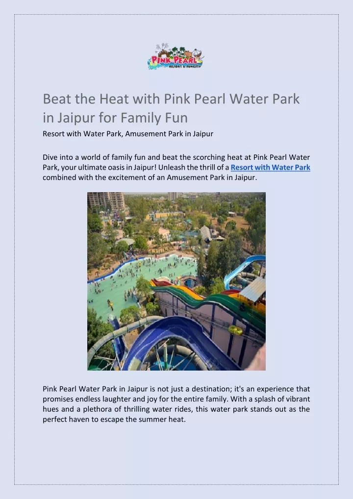 beat the heat with pink pearl water park