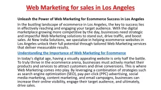 Web Marketing for sales in Los Angeles