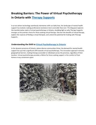 Virtual Psychotherapy Ontario | Find a Virtual Therapist