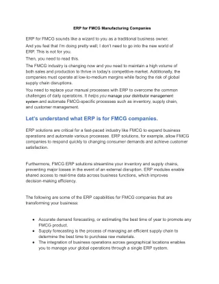 erp for fmcg manufacturing companies