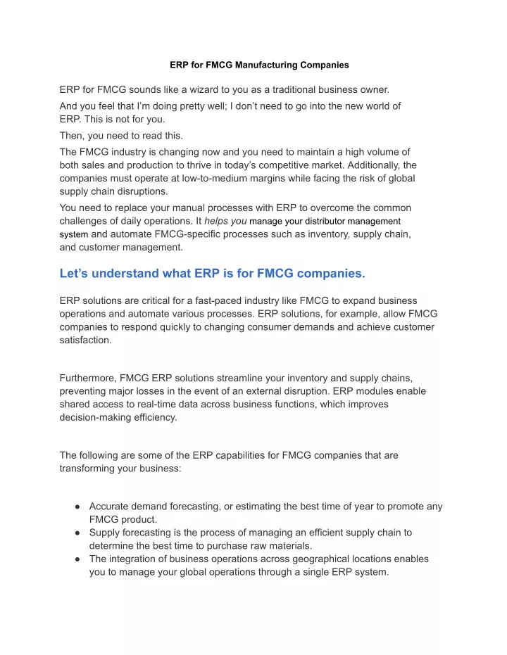 erp for fmcg manufacturing companies