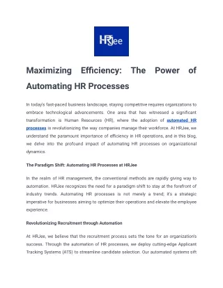 Maximizing Efficiency: The Power of Automating HR Processes