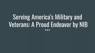 Read About NIB's Commitment to Serve America’s Military and Veterans with US Mil