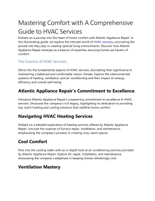 Mastering Comfort with A Comprehensive Guide to HVAC Services