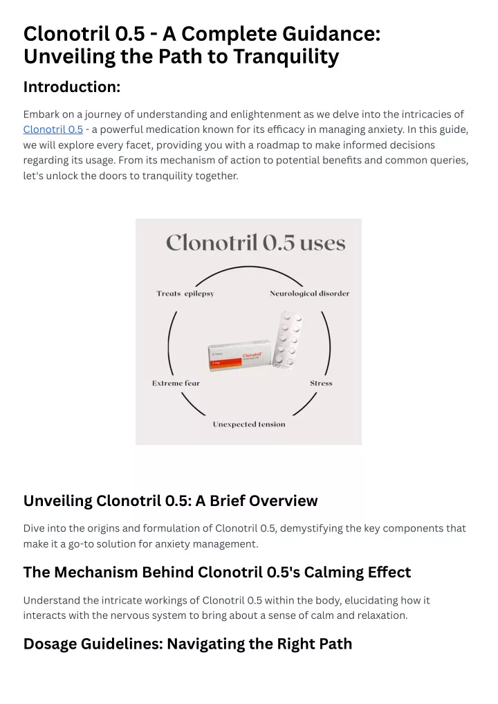 clonotril 0 5 a complete guidance unveiling