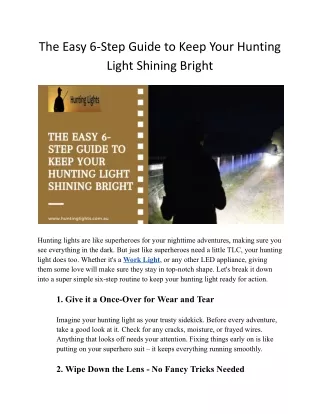 The Easy 6-Step Guide to Keep Your Hunting Light Shining Bright