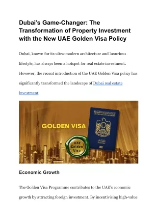 Dubai’s Game-Changer_ The Transformation of Property Investment with the New UAE Golden Visa Policy