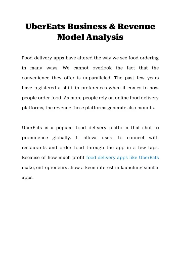 ubereats business revenue model analysis