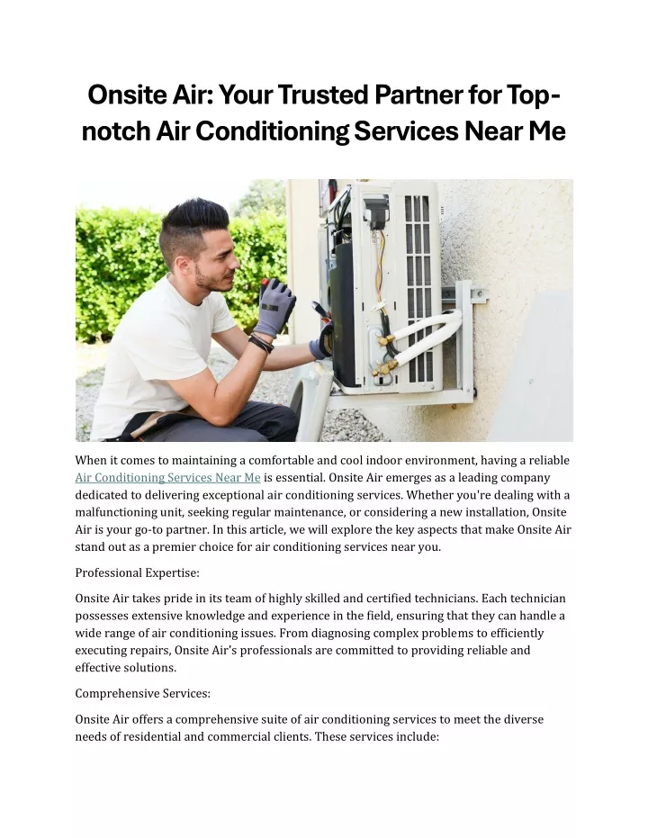 onsite air your trusted partner for top notch