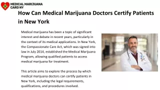 Certified Medical Marijuana Doctor in New York