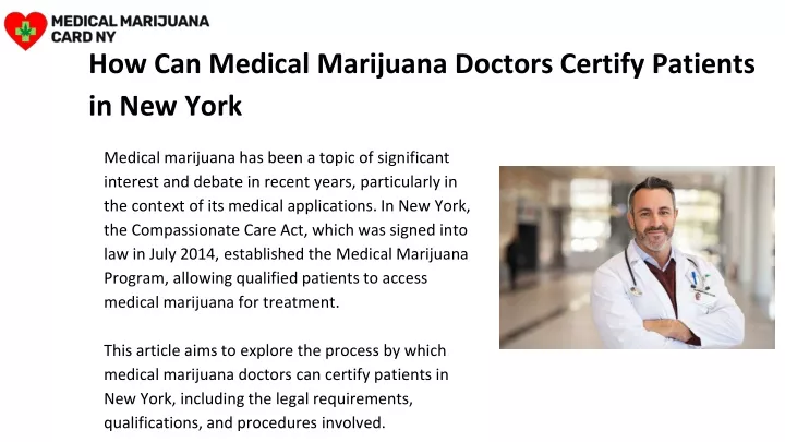 how can medical marijuana doctors certify patients in new york