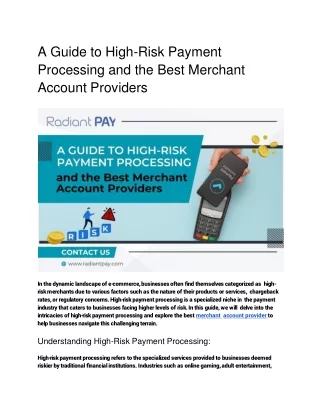 A Guide to High-Risk Payment Processing and the Best Merchant Account Providers