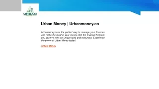 Urban Money | Urbanmoney.co
