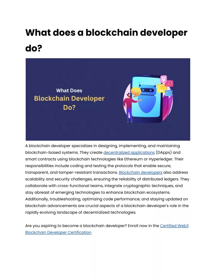 what does a blockchain developer do