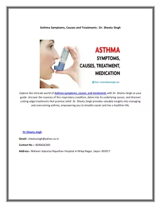 Asthma Symptoms, Causes and Treatments