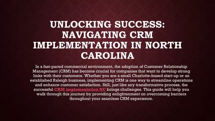 unlocking success navigating crm implementation in north carolina