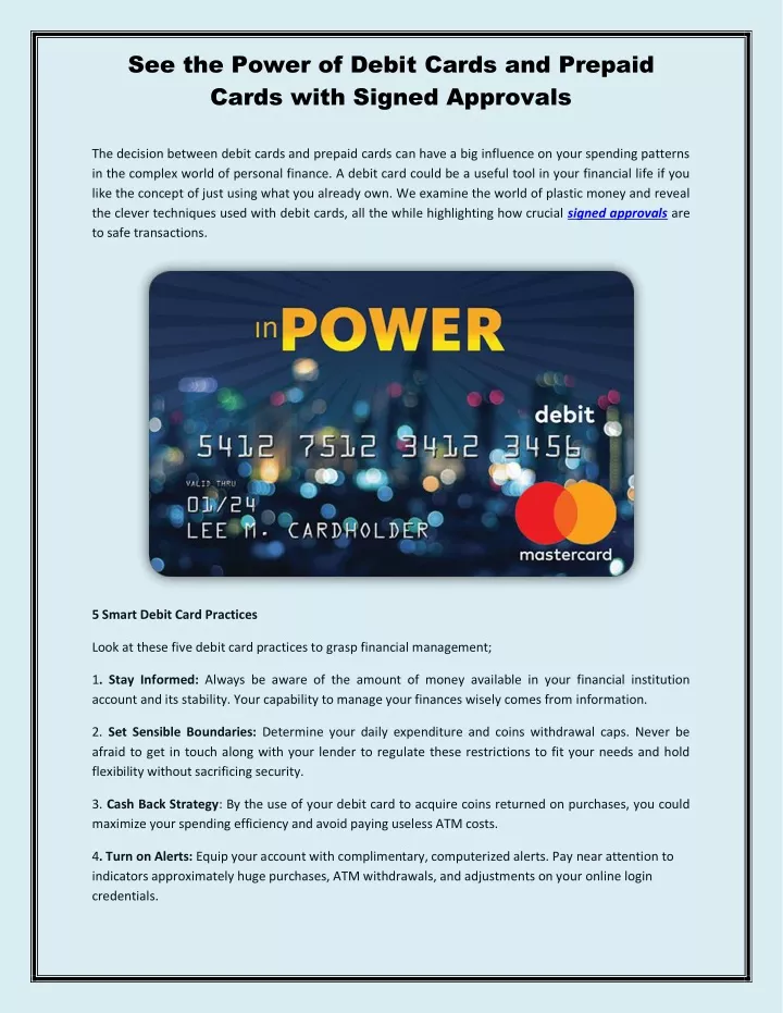 see the power of debit cards and prepaid cards