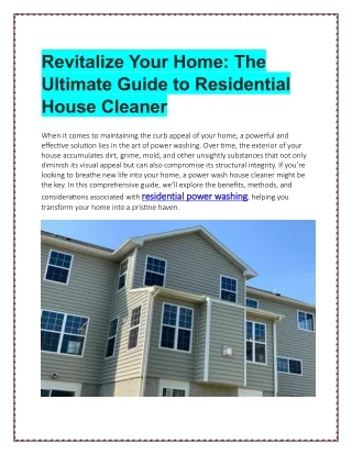 Refresh your Home with Professional Residential House Cleaning Service - Magic W