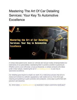 Mastering The Art Of Car Detailing Services_ Your Key To Automotive Excellence
