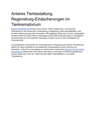 Antares Tierbestattung Regensburg-Einäscherungen im Tierkrematorium