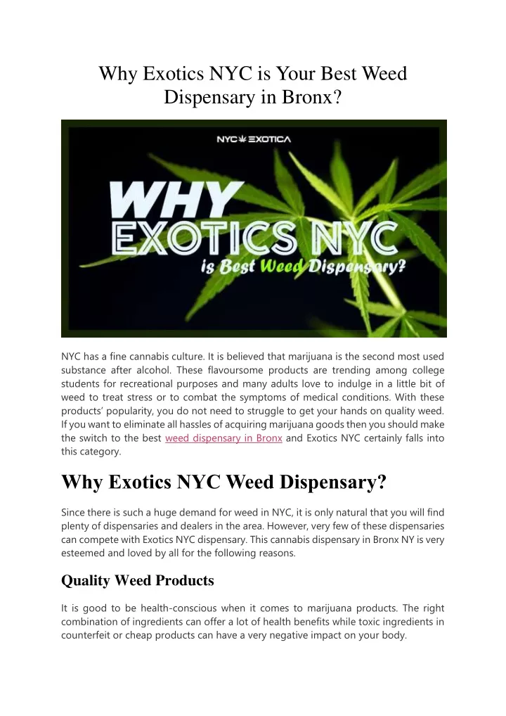 why exotics nyc is your best weed dispensary