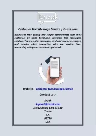 Customer Text Message Service Enzak.com