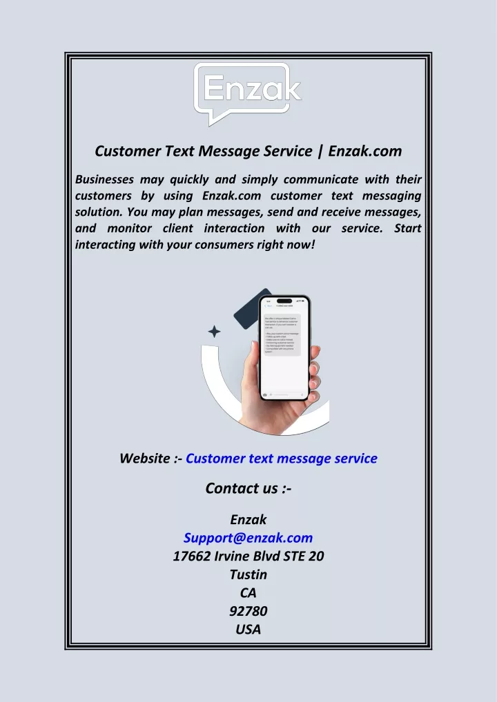 customer text message service enzak com