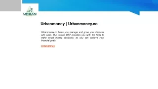 Urbanmoney | Urbanmoney.co