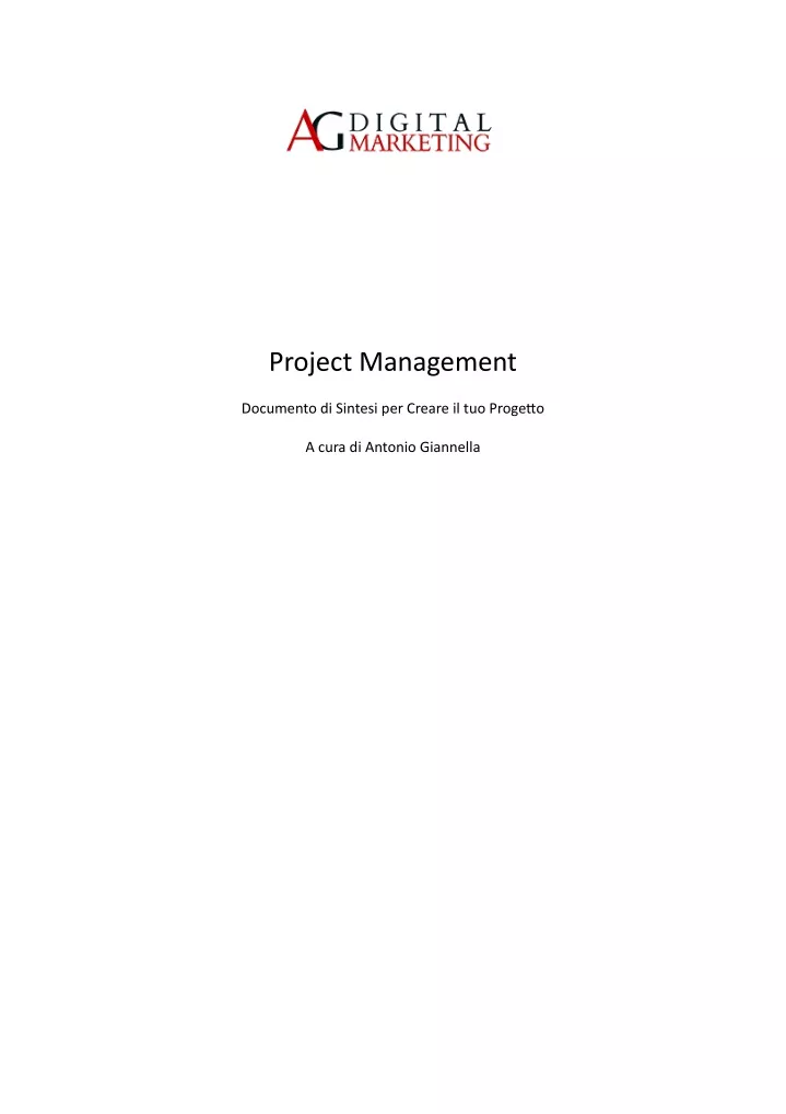 project management documento di sintesi