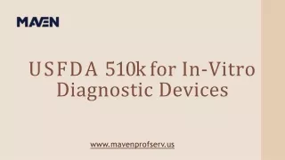 USFDA 510k for In-Vitro Diagnostic Devices