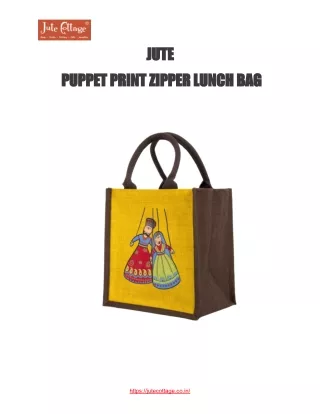 Jute Cottage Puppet Printed Zipper Lunch Bag