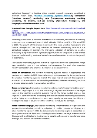 Weather Monitoring Systems Market