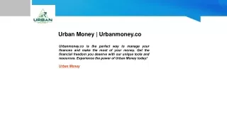 Urban Money | Urbanmoney.co