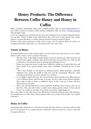 The Difference Between Coffee Honey and Honey in Coffee
